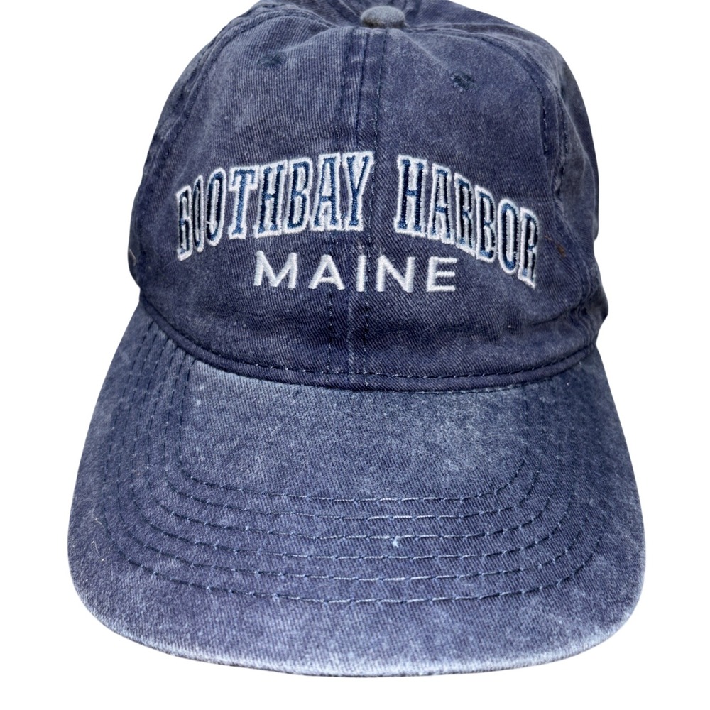 Boothbay Harbor Maine Adjustable Baseball Cap Hat Blue Cotton